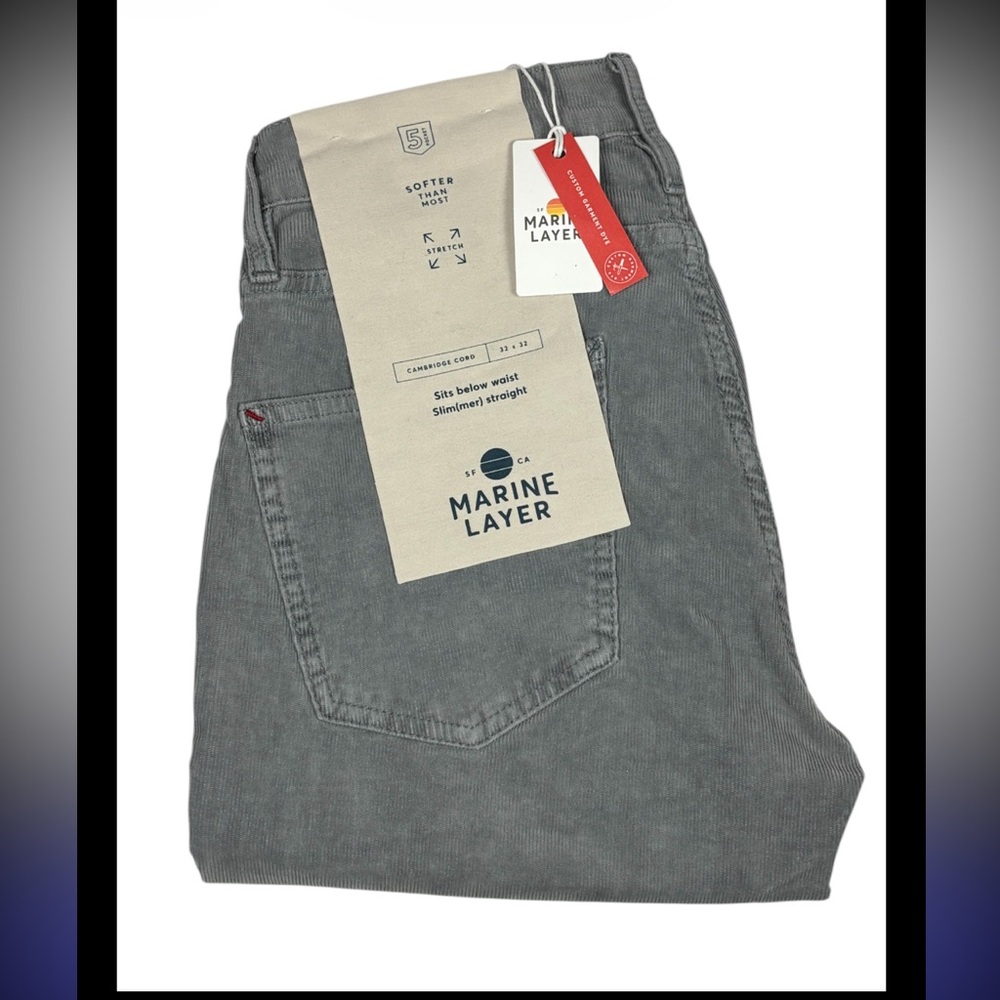 Marine Layer Corduroy Pants Mens 30x32 (Labeled 32x32)Gray Slim Straight Stretch